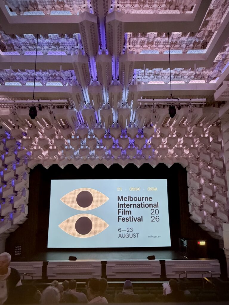 Photograph of The Capitol Theatre with a Melbourne International Film Festival slide on the screen